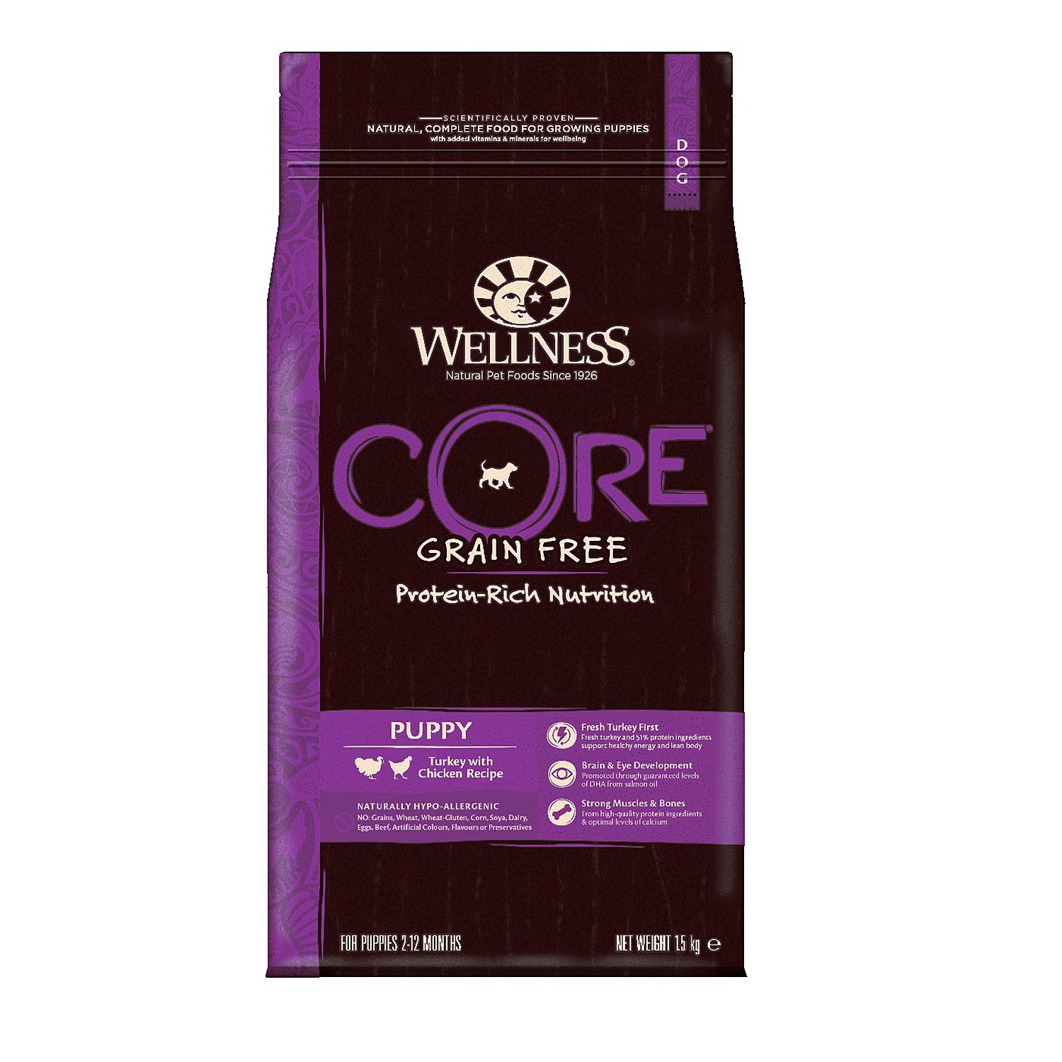 Сухой корм для собак Wellness CORE 1.5 кг курица, индейка (для домашних, полнорационный) - фото 2