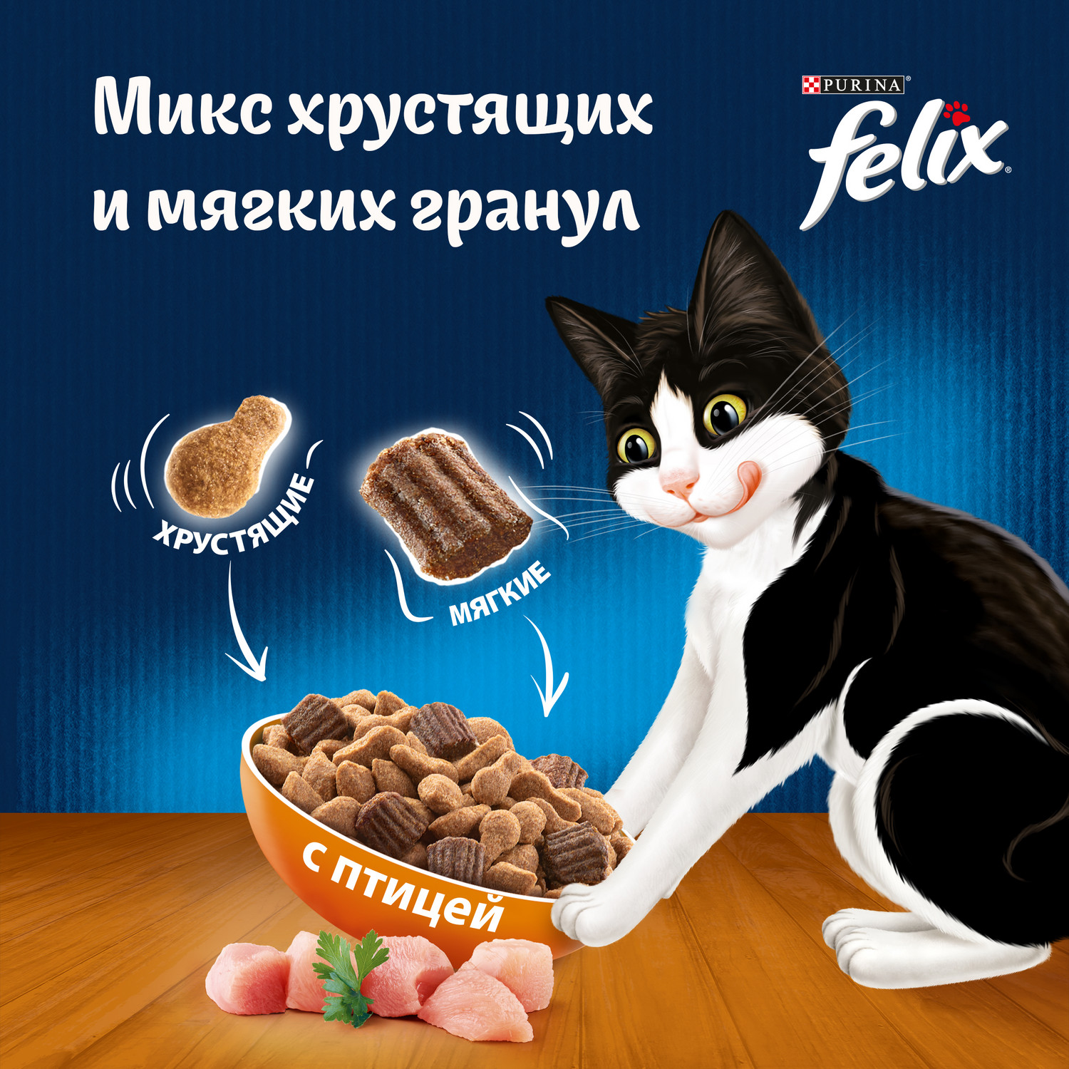 Сухой корм для кошек Felix 0.2 кг птица (для домашних, полнорационный) - фото 7