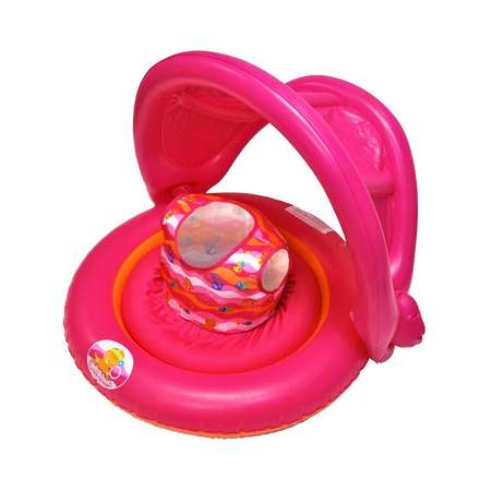 Круг надувной Uniglodis с навесом 2-IN-1 Baby Boat розовый