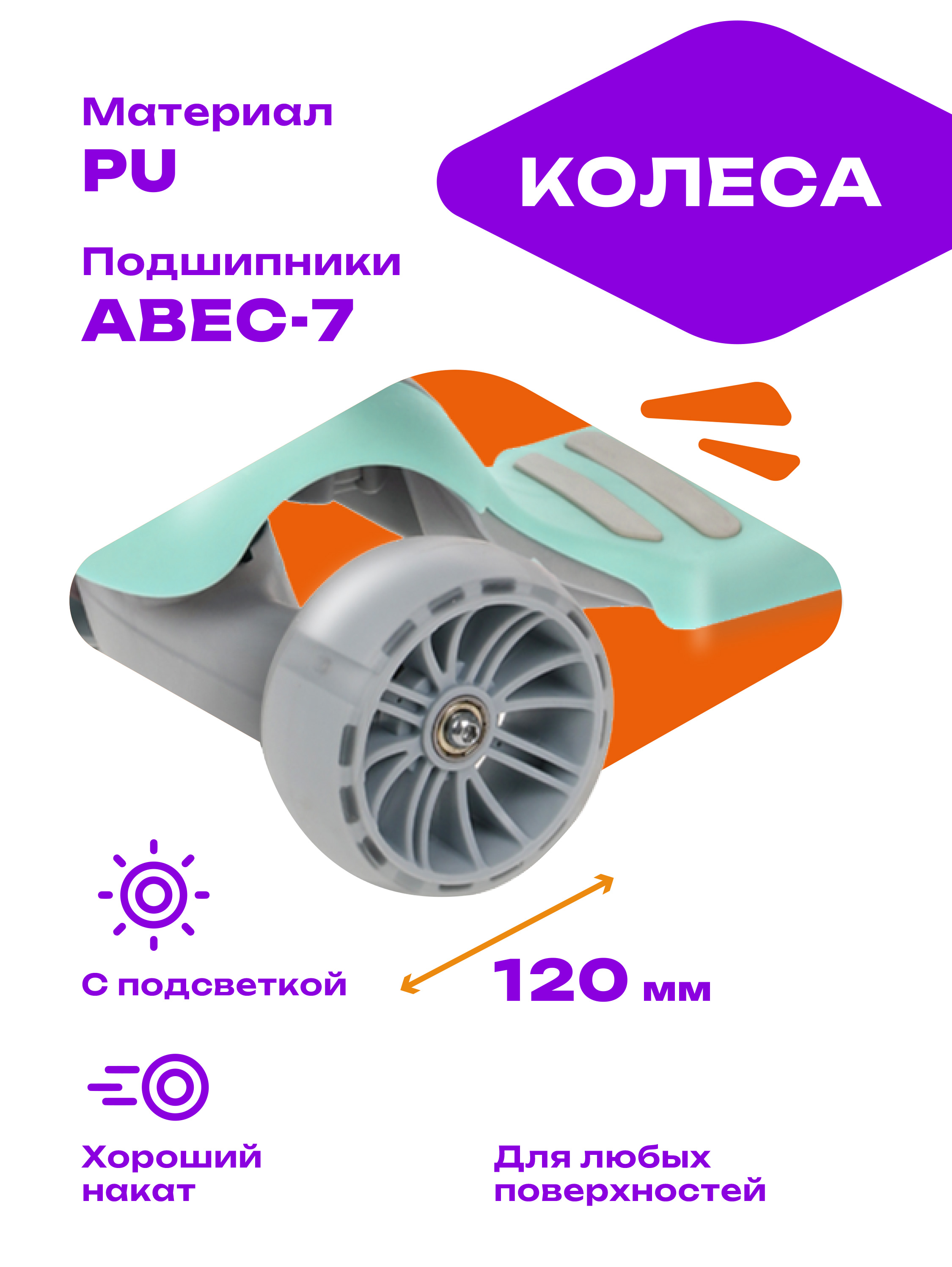 Самокат трехколесный Moby Kids Pony 3 в 1 светящиеся колеса. Мятный - фото 6