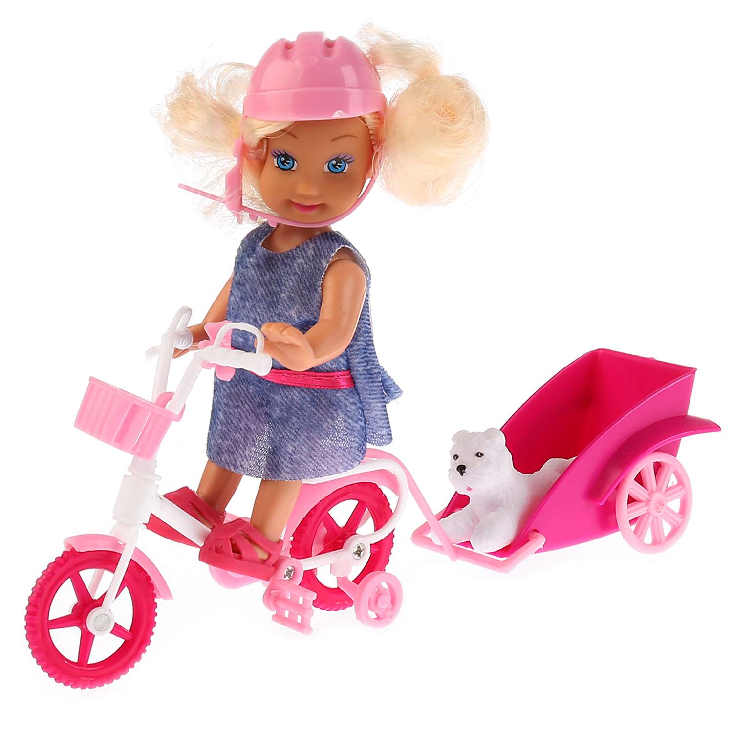 Кукла Карапуз Машенька 12см в наборе велосипед с прицепом питомец 263717 263717 - фото 1
