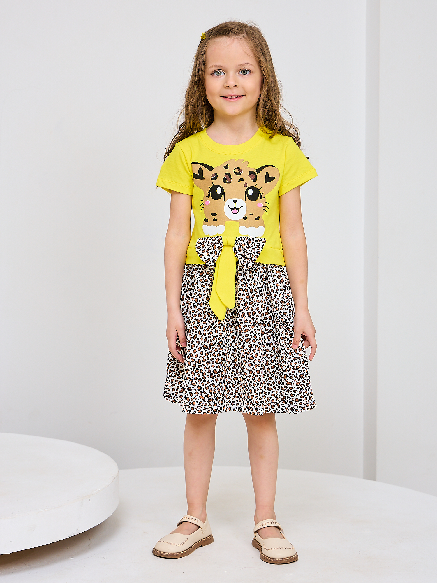 Платье Mil Art kids 1902201546DRESS-LEOPARD-YELLOW - фото 1