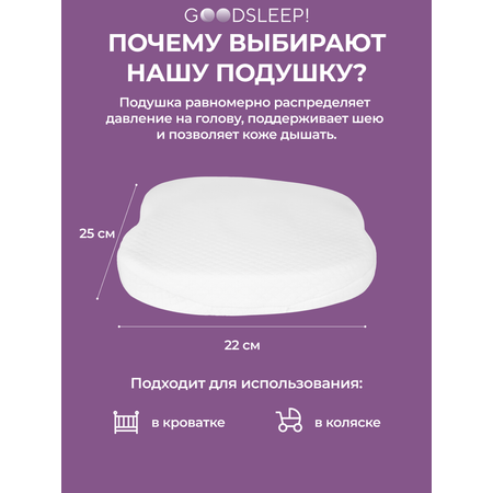 Ортопедическая подушка Goodsleep! с эффектом памяти под голову для детей от 1 до 18 мес