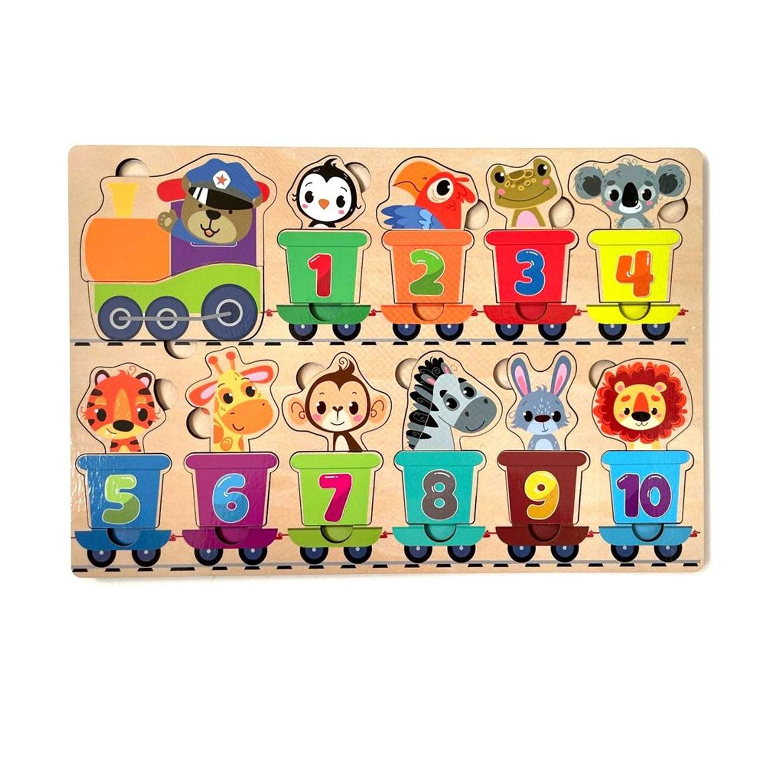 Игровой набор Parrot Carrot рамки вкладыши для малышей Паровозики: буквы и цифры 2 шт - фото 4