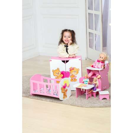 Деревянная мебель ViromToys стульчик для кормления куклы до 45 см