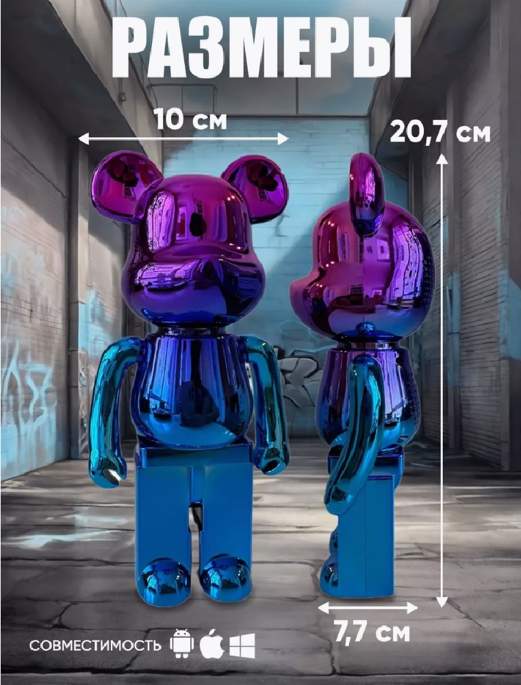 Колонка беспроводная CASTLELADY Мишка BearBrick LS-02C - фото 2