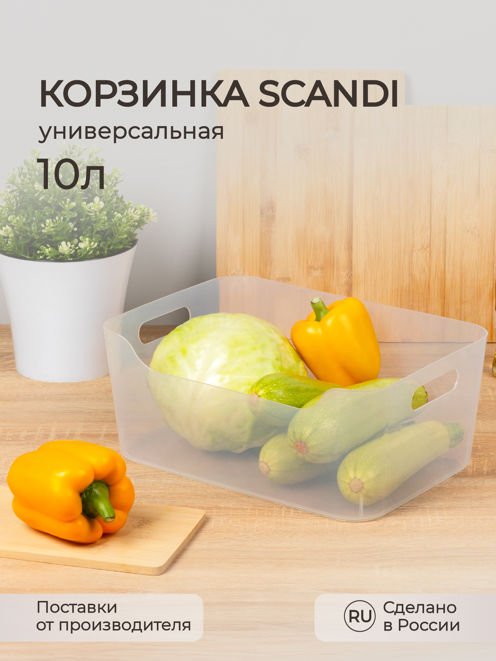 Органайзер Econova SCANDI 34х24х14 см 10 л прозрачный - фото 1