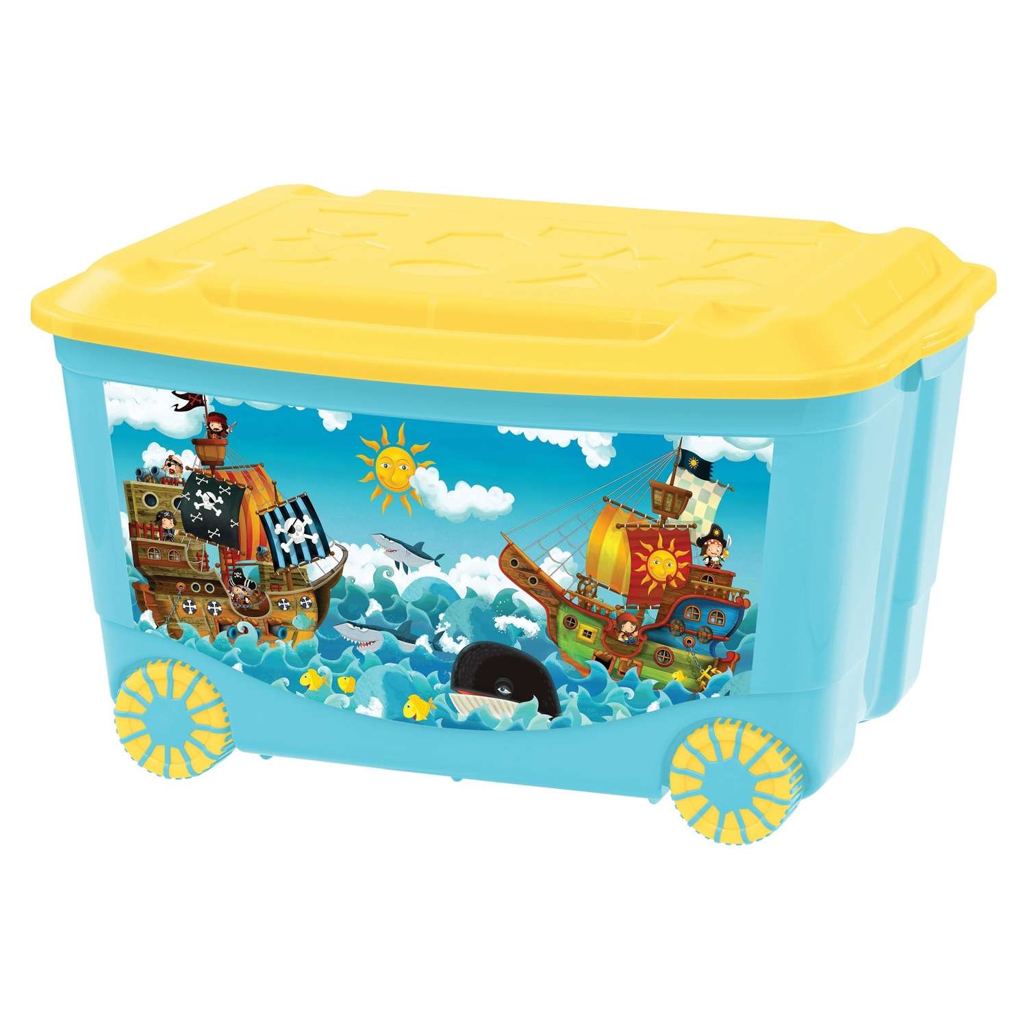 Ящик Пластишка для игрушек на колесах Голубой - фото 1