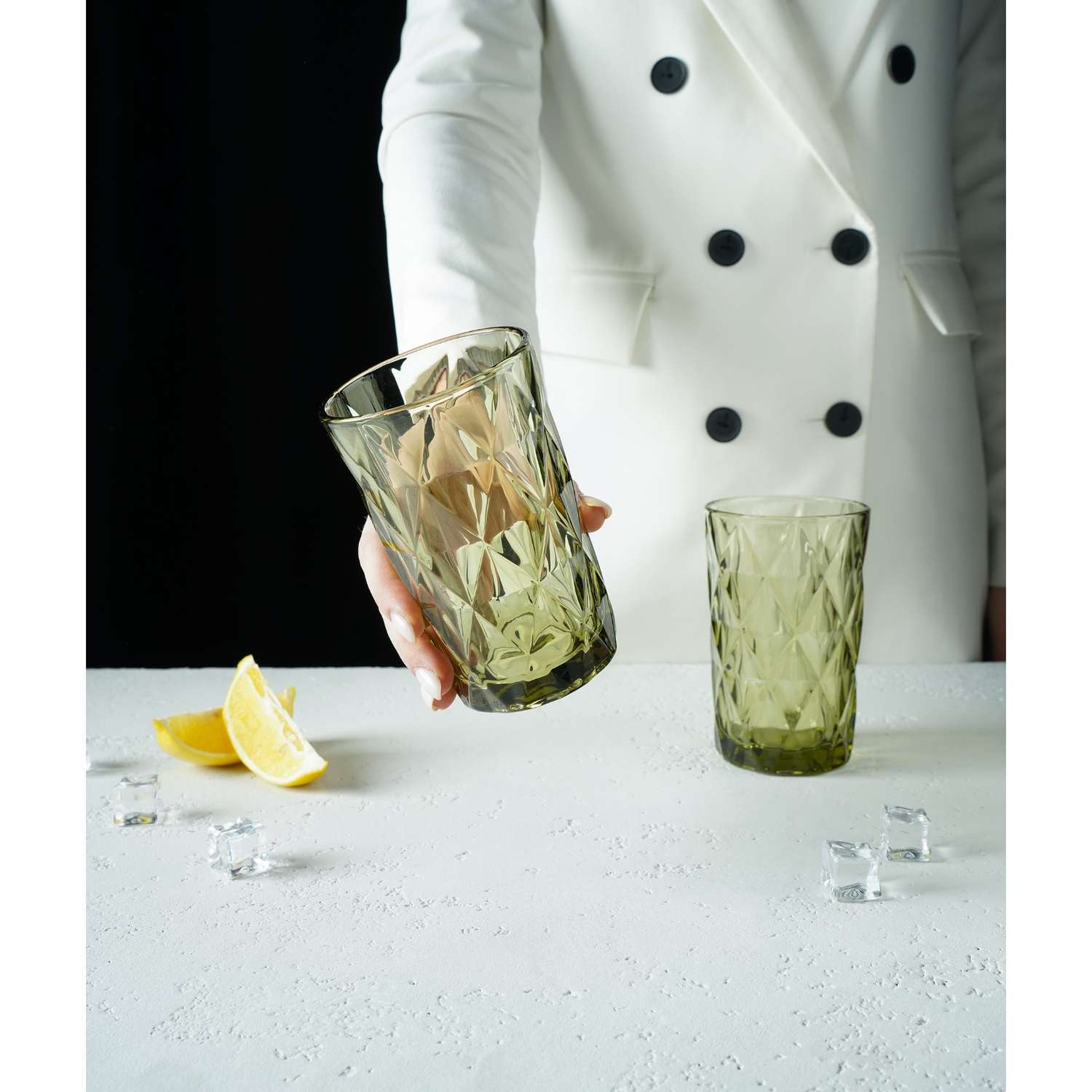 Набор стаканов MAGISTRO стеклянных «Круиз» 350 мл 8×12.5 см 6 шт цвет зелёный - фото 9