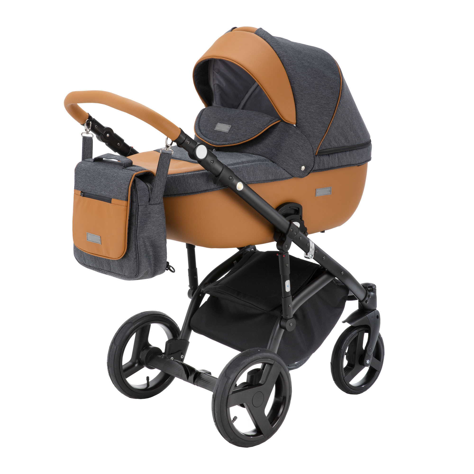 Коляска 2в1 BeBe-mobile Ravenna Standart V11 Темно-серый+Карамель кожа+Карамельная кожаная отделка - фото 1