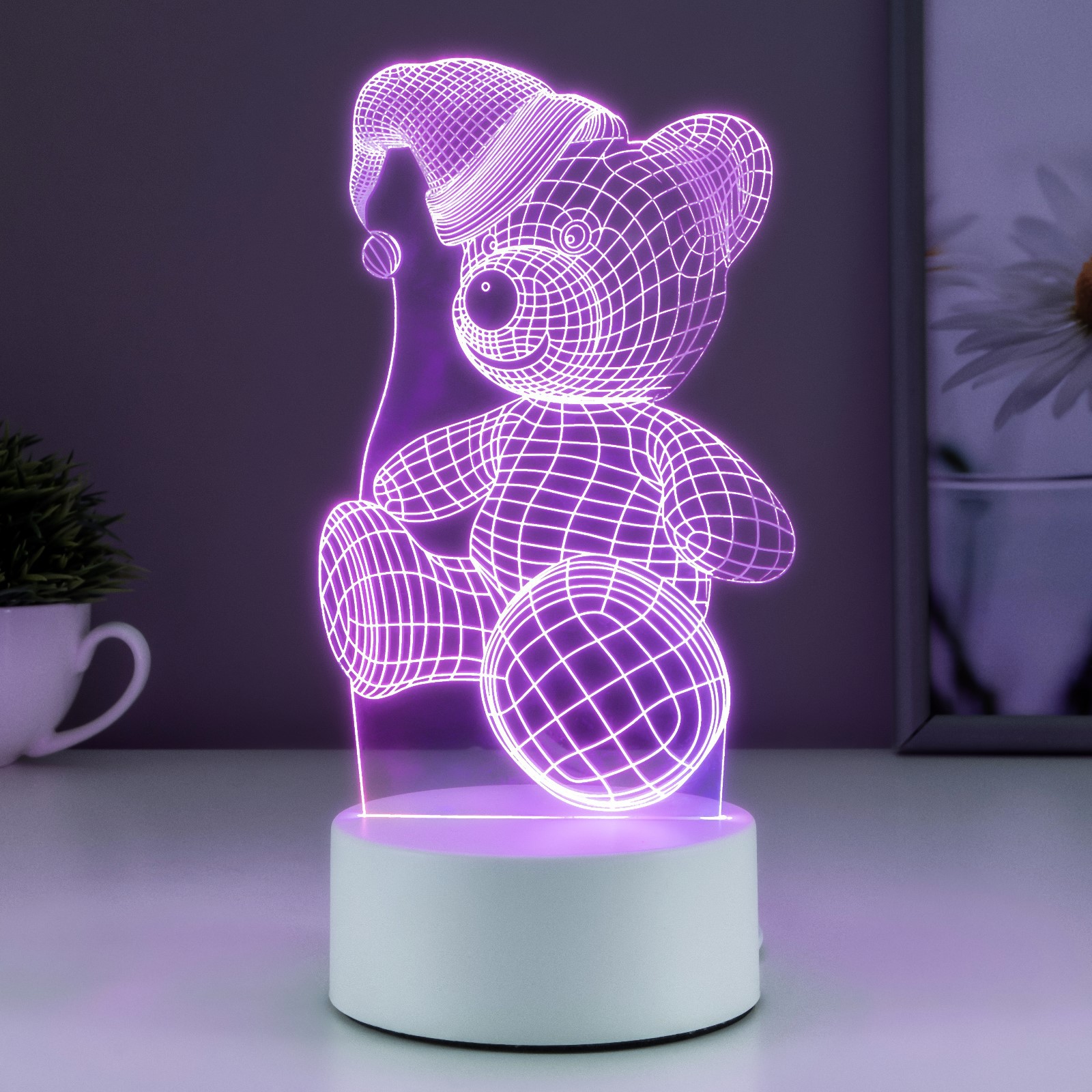 Светильник RISALUX «Мишка в шапке» LED RGB от сети - фото 1