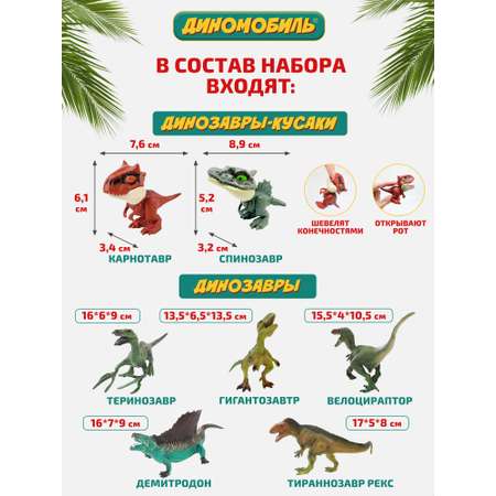 Набор Чемодан Динозавров Диномобиль Детский игровой развивающий Трицератопс 17 предметов