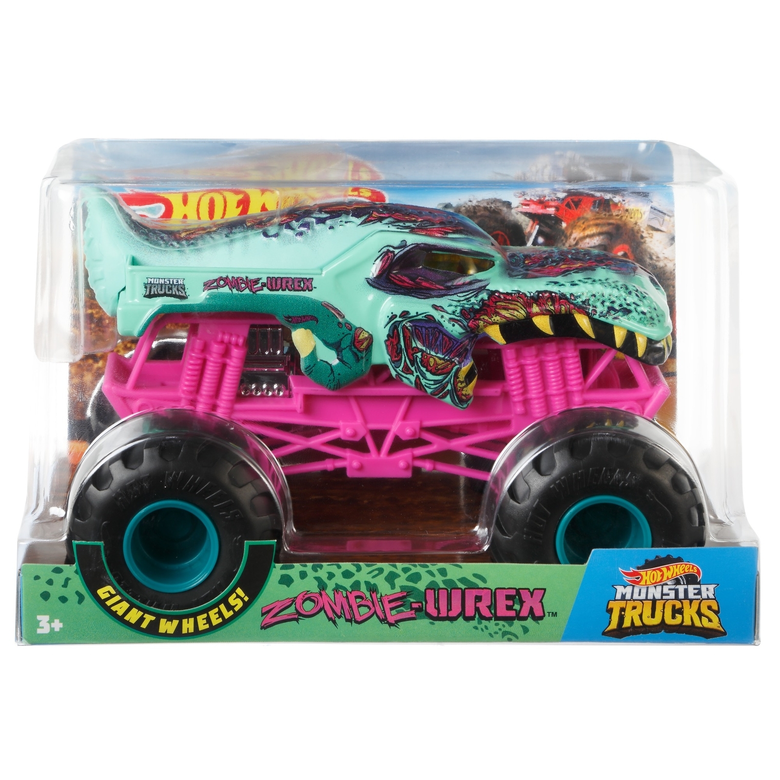 Автомобиль Hot Wheels Monster Tracks Зомби Рекс 1:24 FYJ83 - фото 2