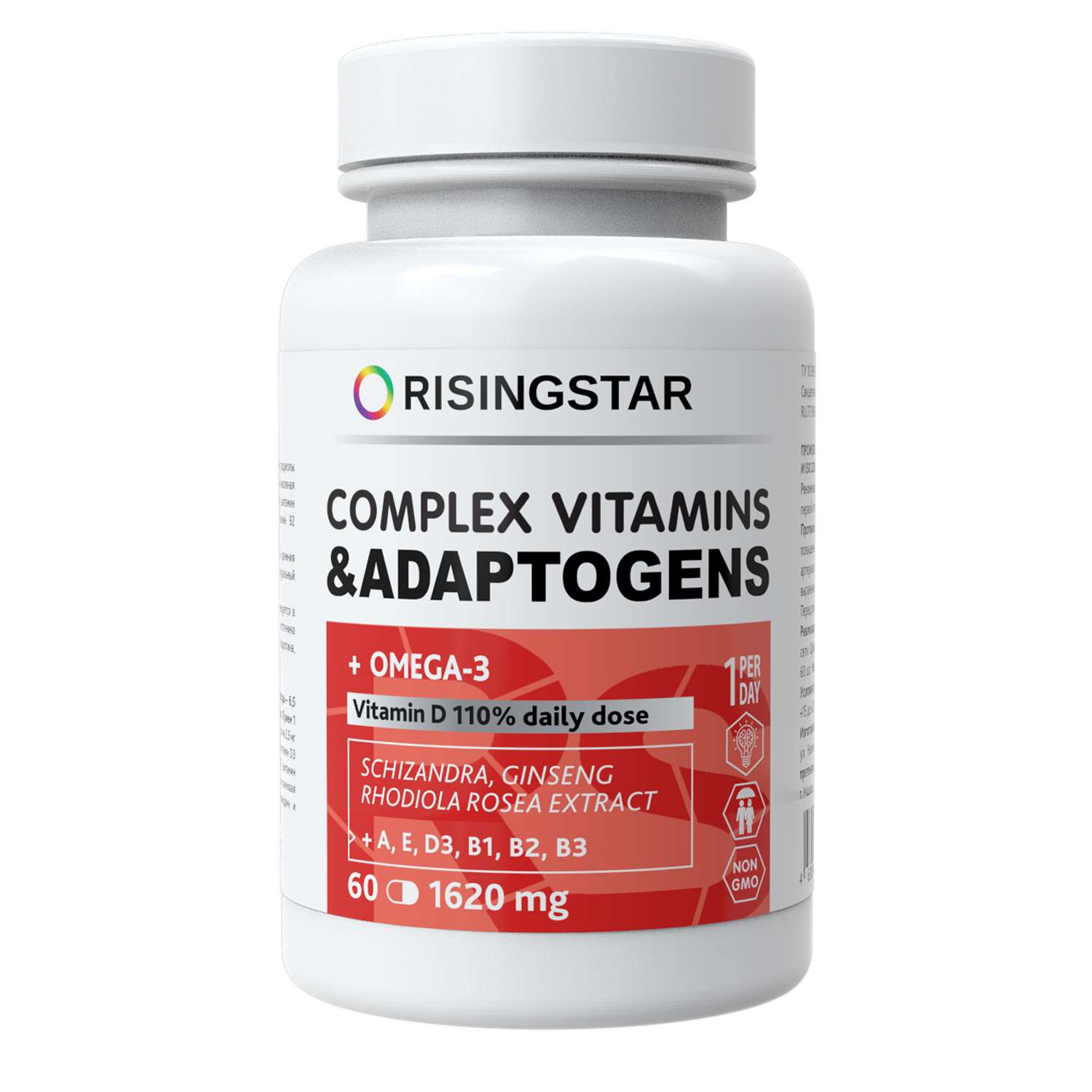 Биологически активная добавка Risingstar Комплекс витаминов и адаптогенов с Омега-3 60капсул - фото 1