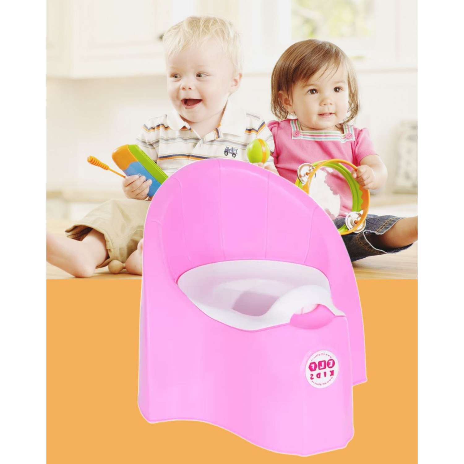 Горшок детский пластиковый elfplast со съемной емкостью цвет-розовый. - фото 2
