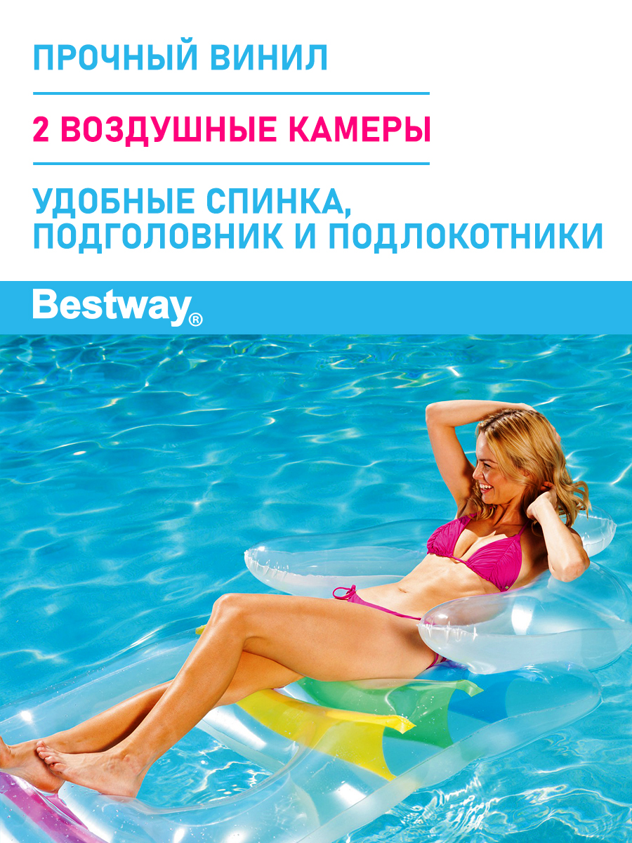 Шезлонг для отдыха на воде Bestway Цветной 165х89 см - фото 2