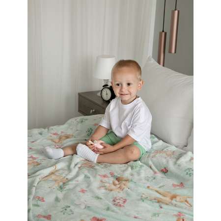 Плед Baby Nice micro flannel Оленята мятный 75х100 см