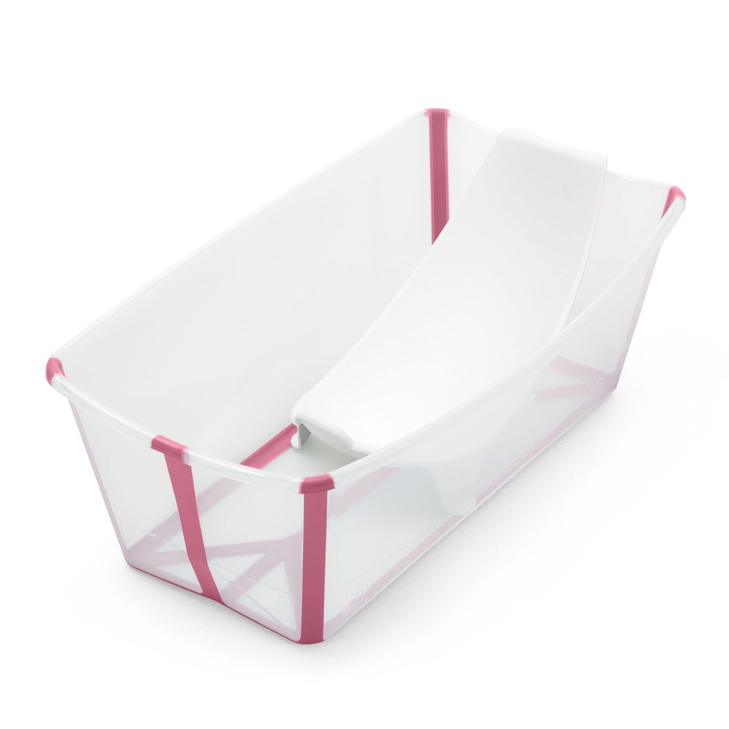 Ванночка Stokke Flexi Bath складная с горкой Прозрачный-Розовый - фото 1