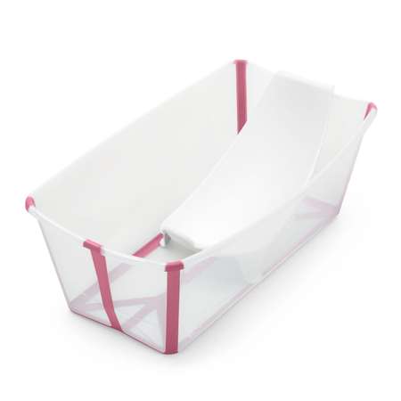 Ванночка Stokke Flexi Bath складная с горкой Прозрачный-Розовый
