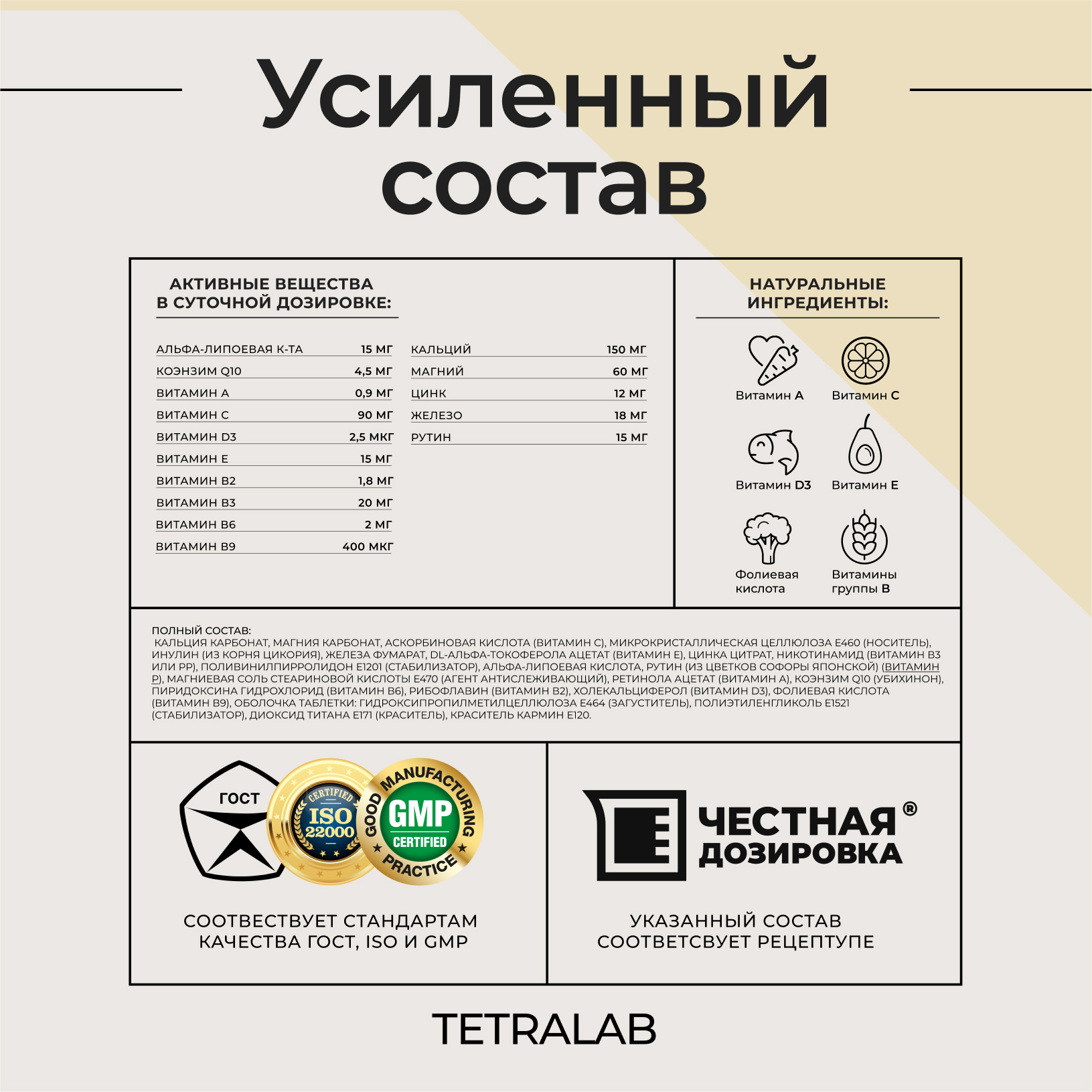 Витамины TETRALAB для женщин с коэнзим Q10 и липоевой кислотой 60 шт - фото 3