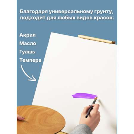 Холст Finenolo На прессованном картоне 100% хлопок 280г/кв.м 50*60см универсальная грунтовка