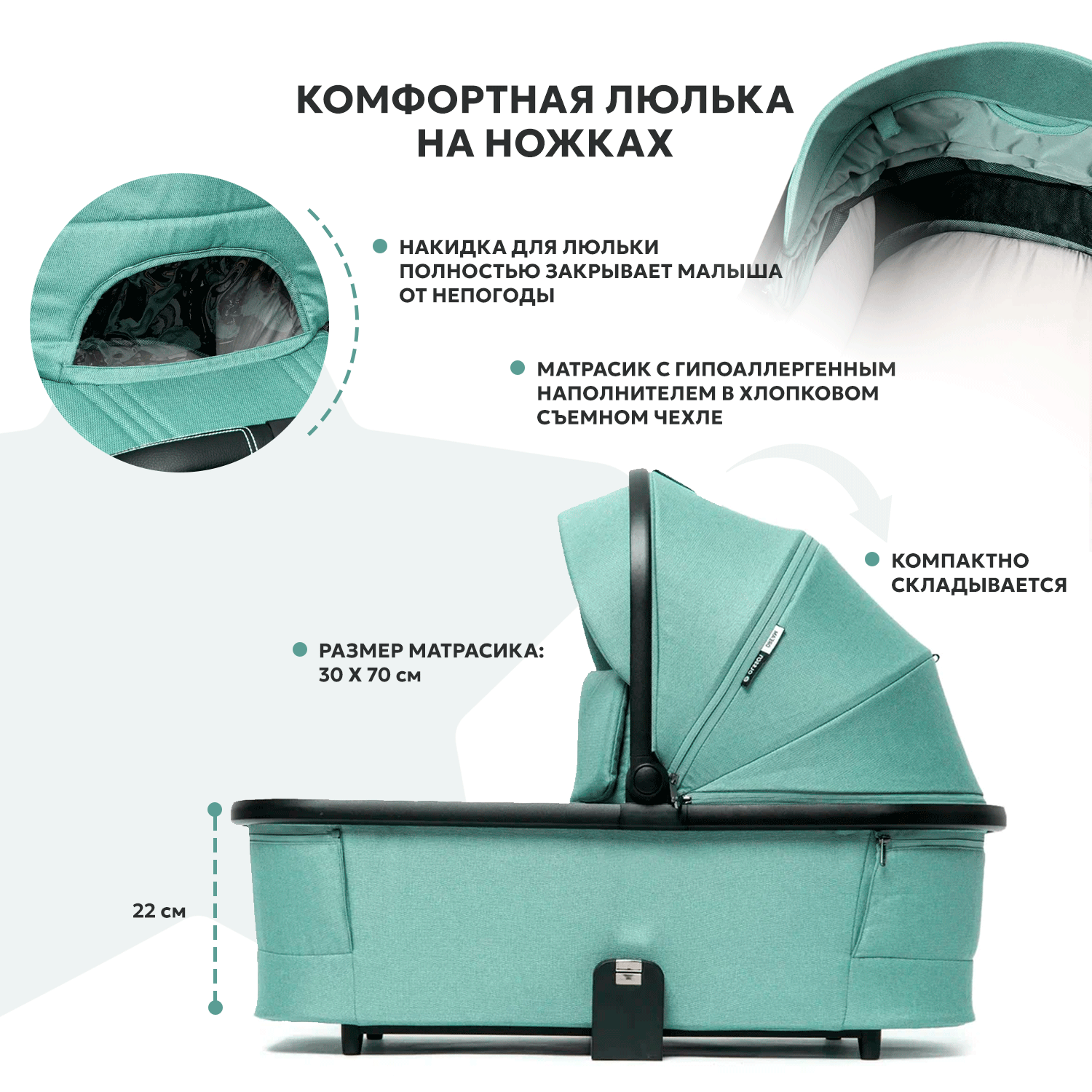 Коляска 2в1 Olsson Dream Mint - фото 5