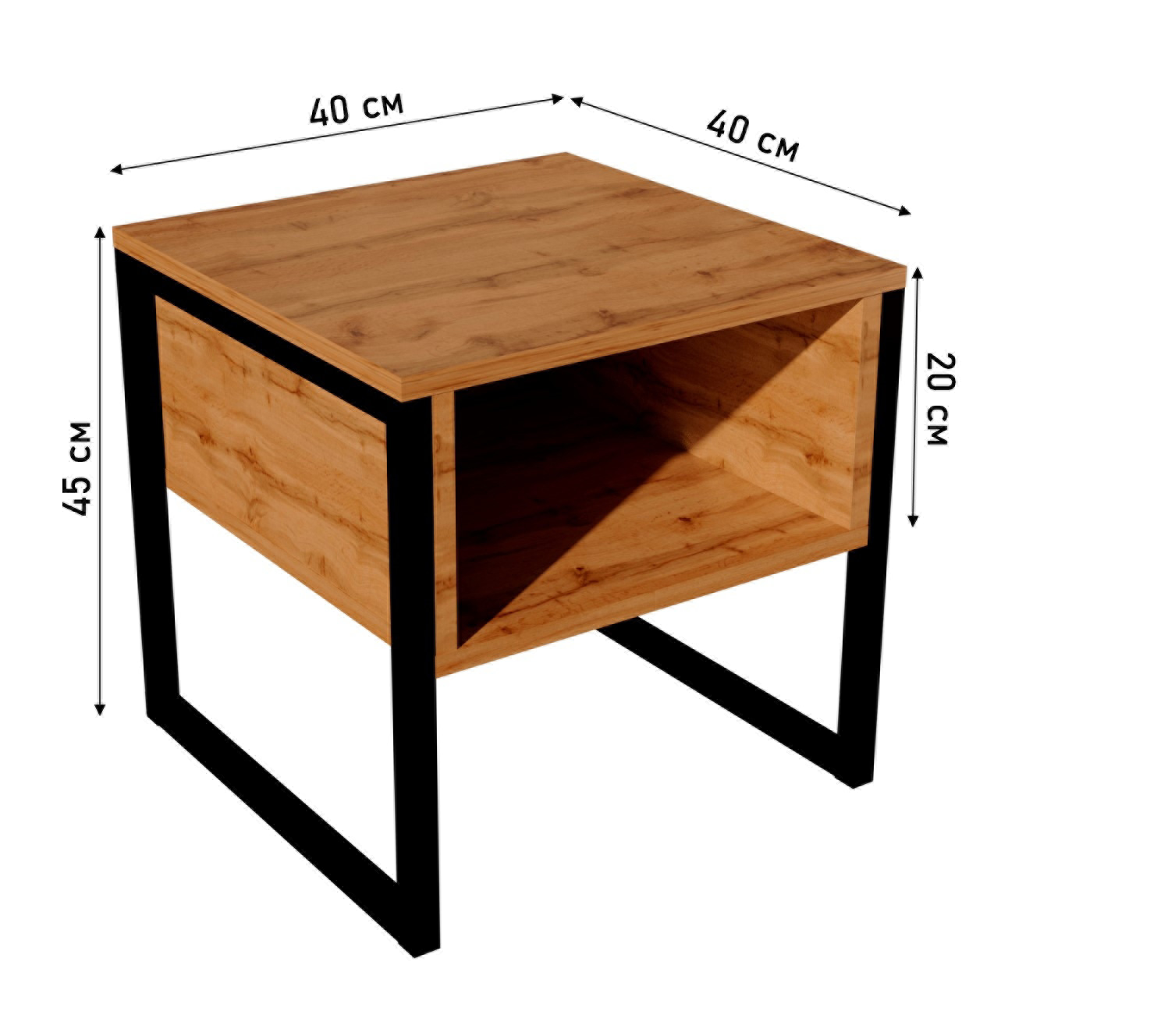 Тумба WoodSteel прикроватная в стиле лофт Chicago lite 40x40x45 см чёрный - фото 4