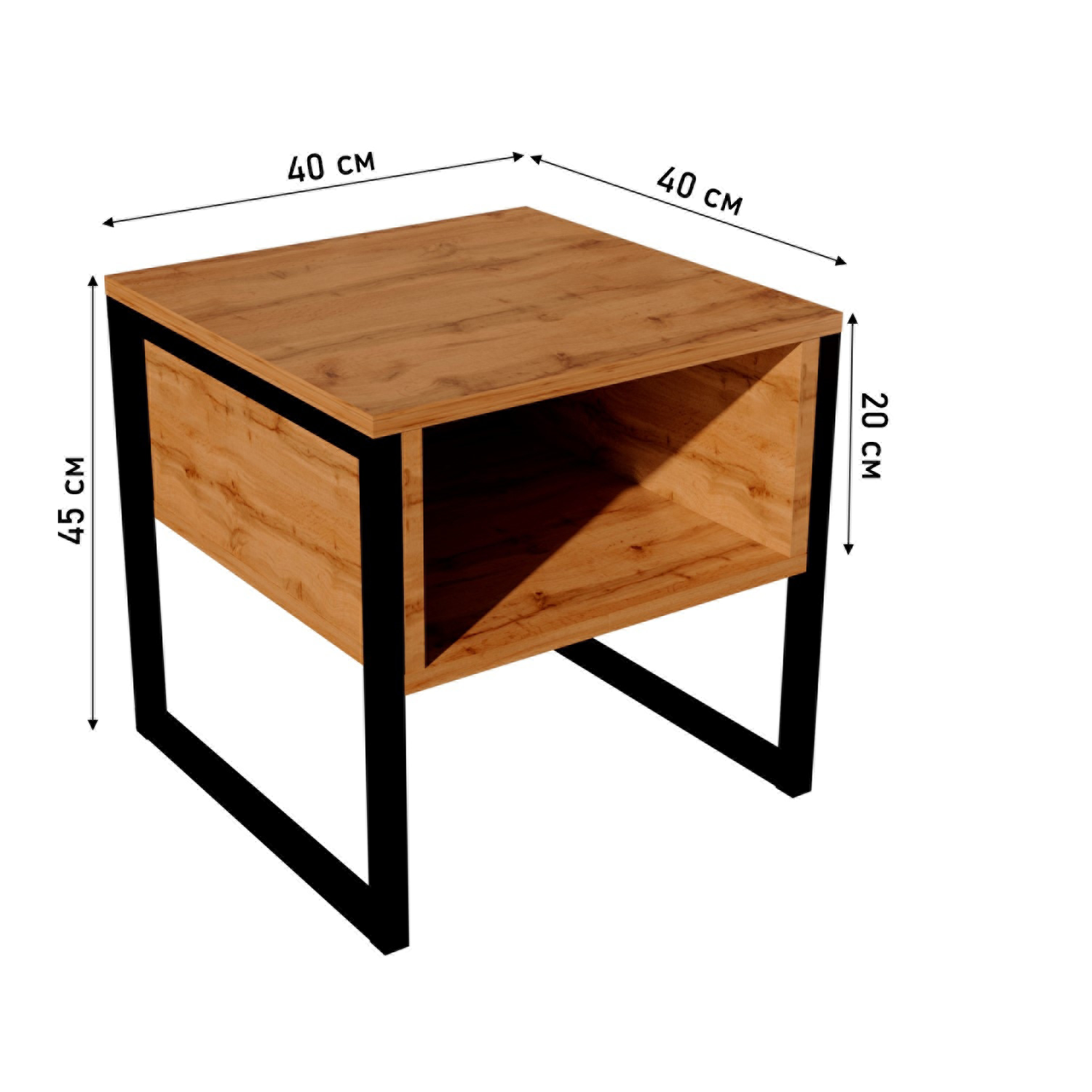 Тумба WoodSteel прикроватная в стиле лофт Chicago lite 40x40x45 см чёрный - фото 2