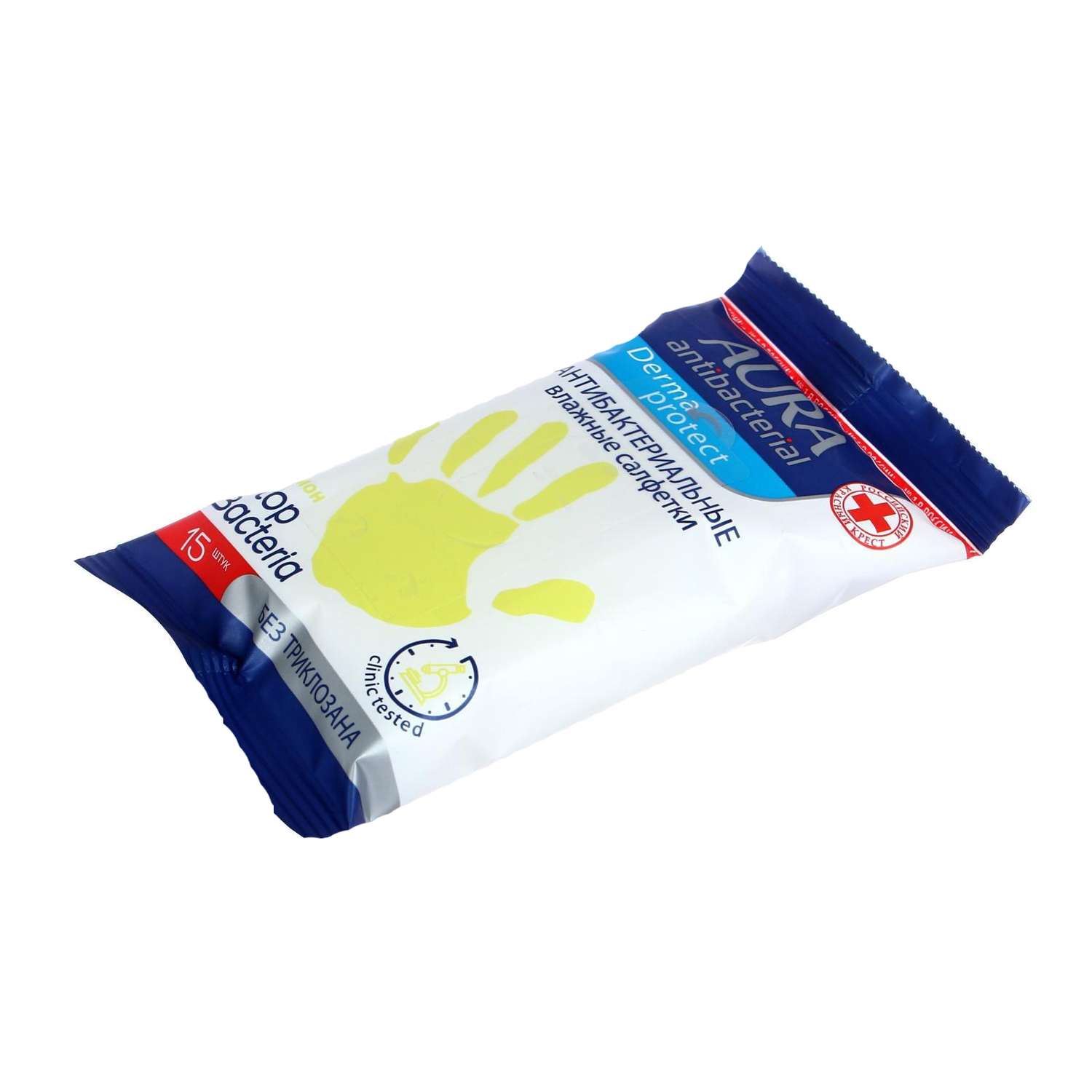 Влажные салфетки AURA Antibacterial Derma Protect лимон pocket-pack 15шт - фото 2