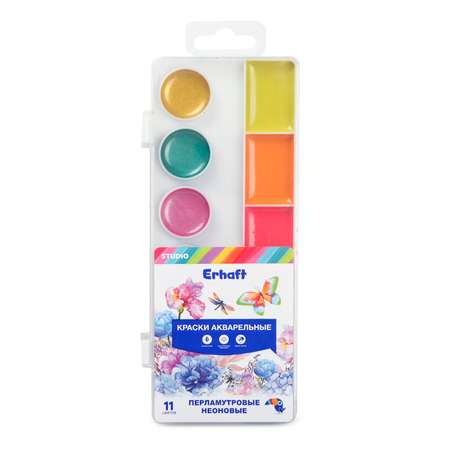 Краски акварельные Erhaft Studio Neon+Pearl 11цветов 55257