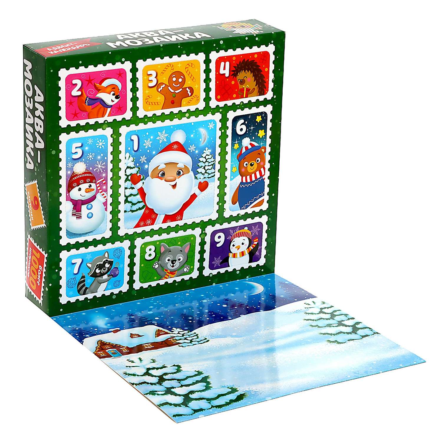 Адвент-календарь Эврики «Дед Мороз» аквамозаика 1000 шариков 8 трафаретов - фото 2