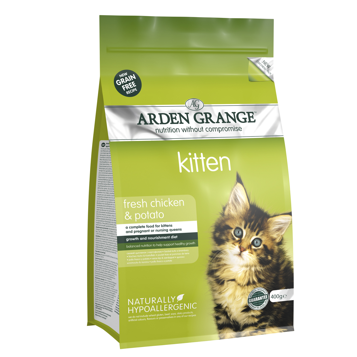 Корм сухой для котят Arden Grange 400г Kitten беззерновой с курицей и картофелем - фото 1