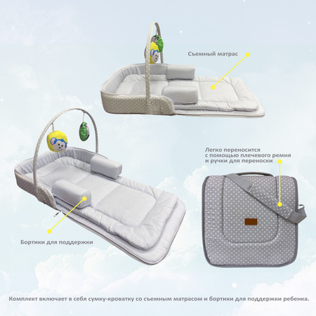 Кроватка-сумка DEDE складная для новорожденных для путешествий и прогулок 75x40 см
