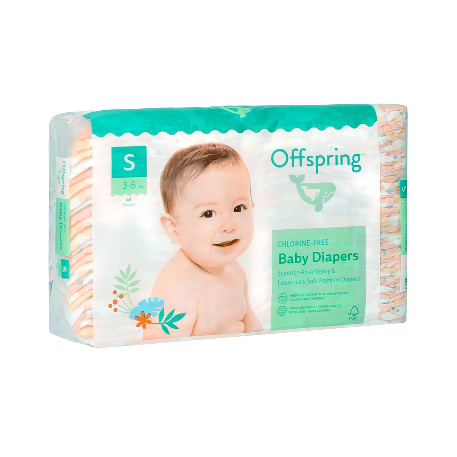 Подгузники Offspring S 3-6 кг 48 шт расцветка Единороги - фото 3