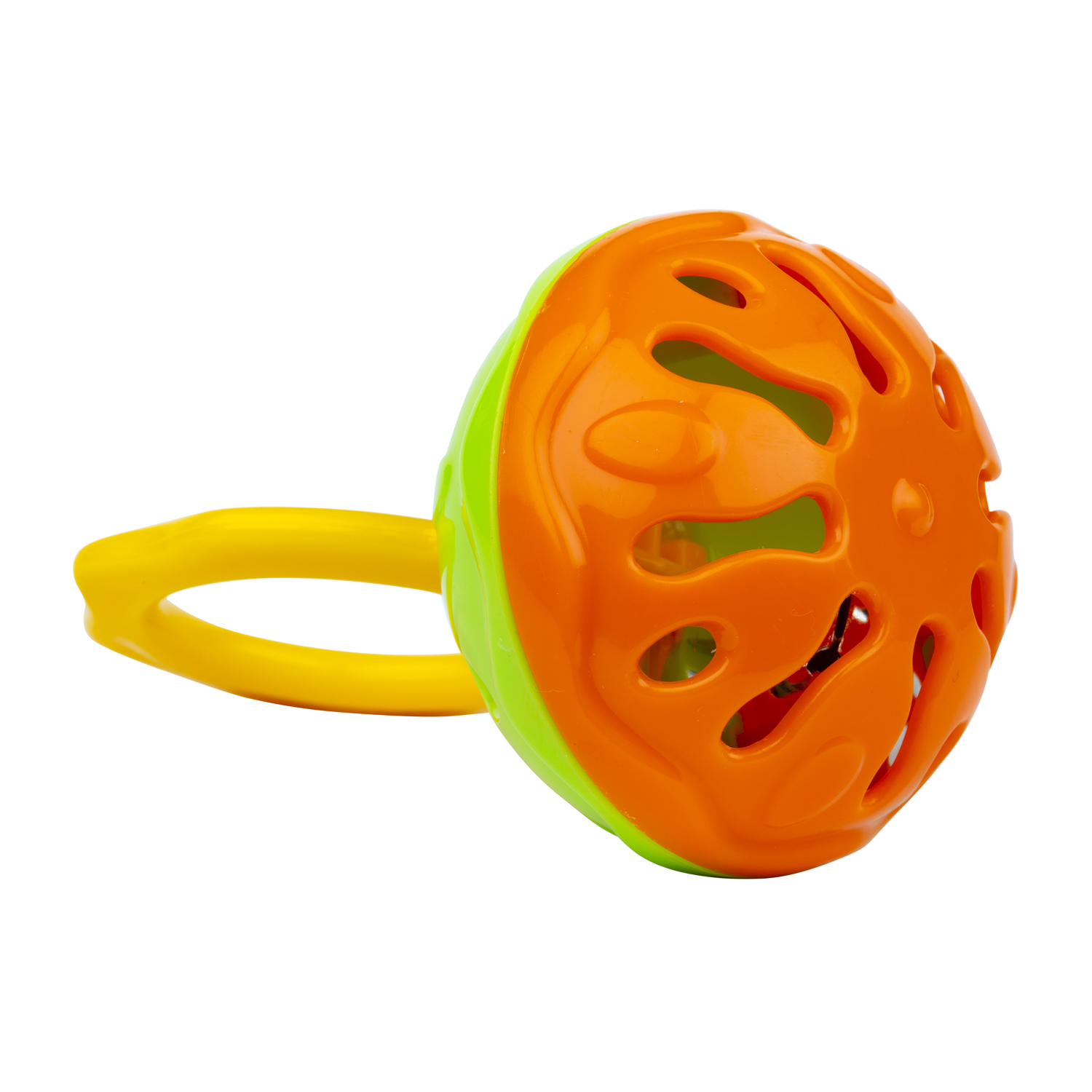 Погремушка Halilit пластмассовая с ручкой Мини-колокольчик оранжево-зеленый - фото 1