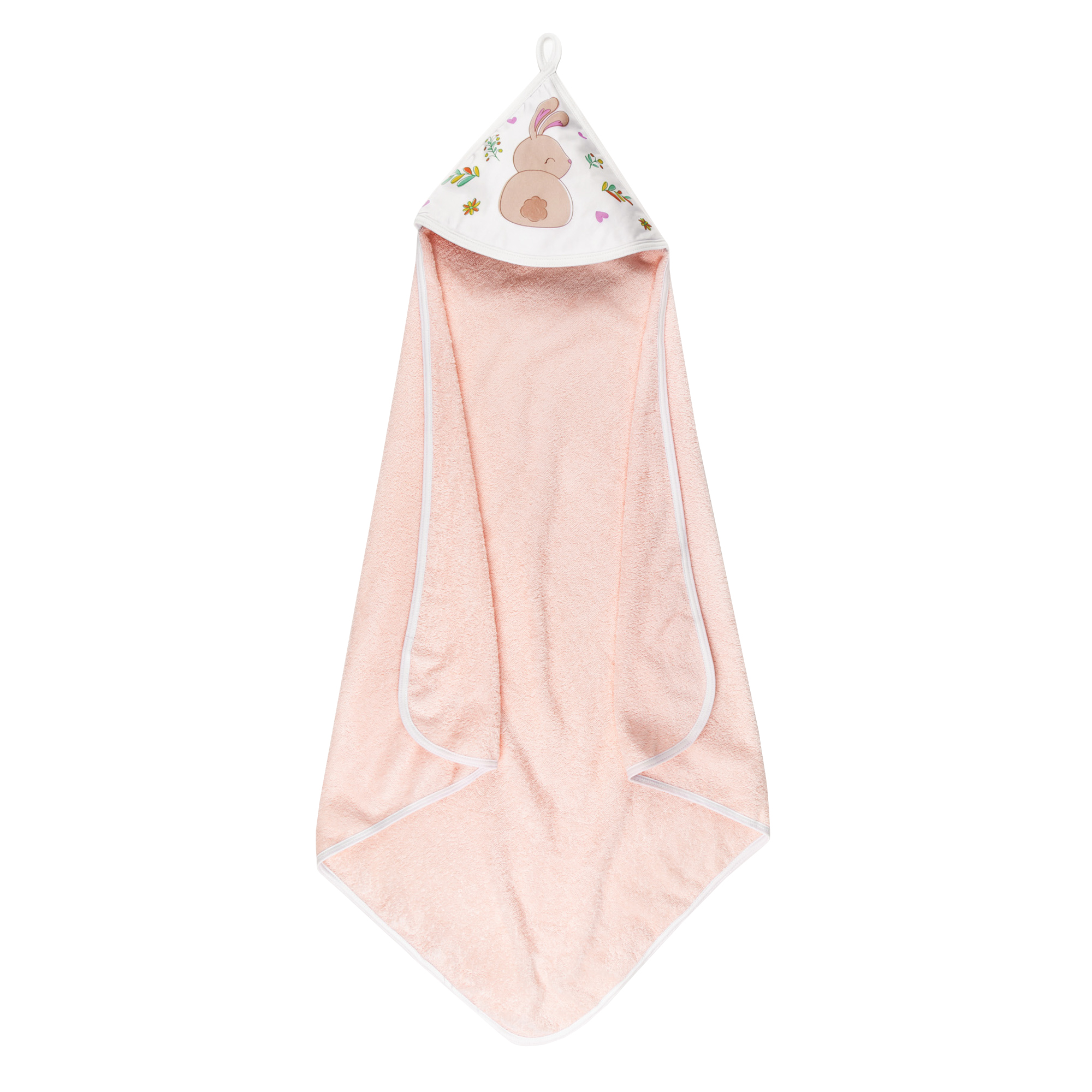 Полотенце AmaroBaby с уголком Wash Rabbit 90х90 см розовое - фото 2