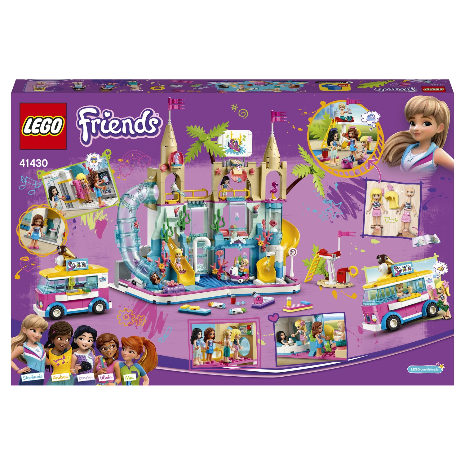 Конструктор LEGO Friends Летний аквапарк 41430 купить по цене 1999 ₽ в  интернет-магазине Детский мир