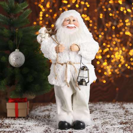 Дед мороз Зимнее волшебство «В белой шубке с фонариком» 43 см
