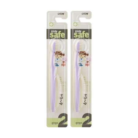 Набор зубных щеток Lion детских с ионами серебра №2 от 4 до 6 лет kids safe фиолетовые 2 шт