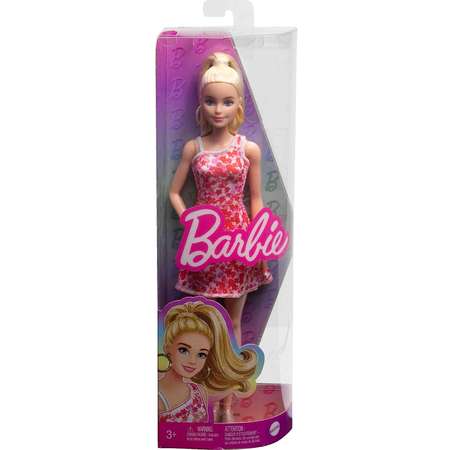 Кукла Barbie Fashionistas со светлым хвостиком и цветочным платьем HJT02
