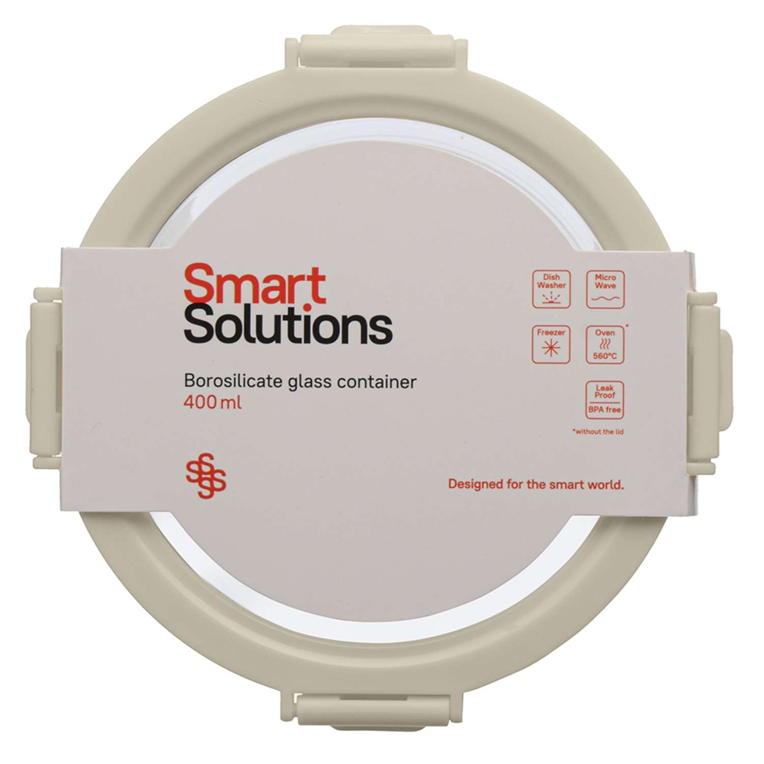 Контейнер для еды Smart Solutions стеклянный 400 мл светло-бежевый - фото 6