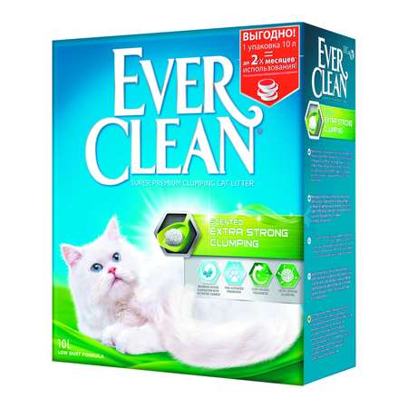 Наполнитель для кошек EVER CLEAN Extra Strong Clumping Scented с ароматизатором комкующийся 10л