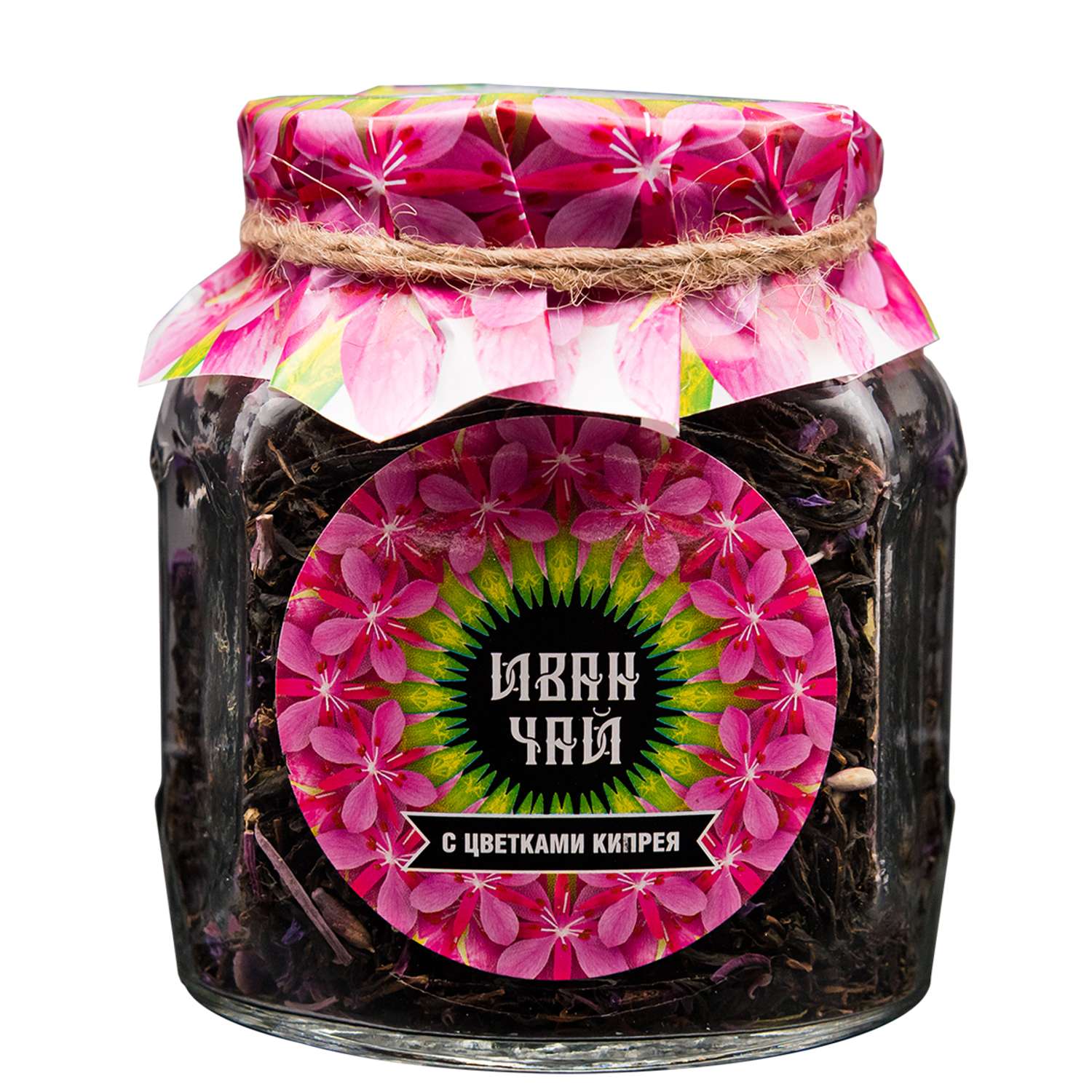 Чай Емельяновская Биофабрика иван-чай в стеклянной банке с цветами кипрея ферментированный 50 гр. в подарочной упаковке - фото 1