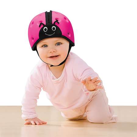 Шапка-шлем SafeheadBABY для защиты головы. Божья коровка. Цвет: розовый