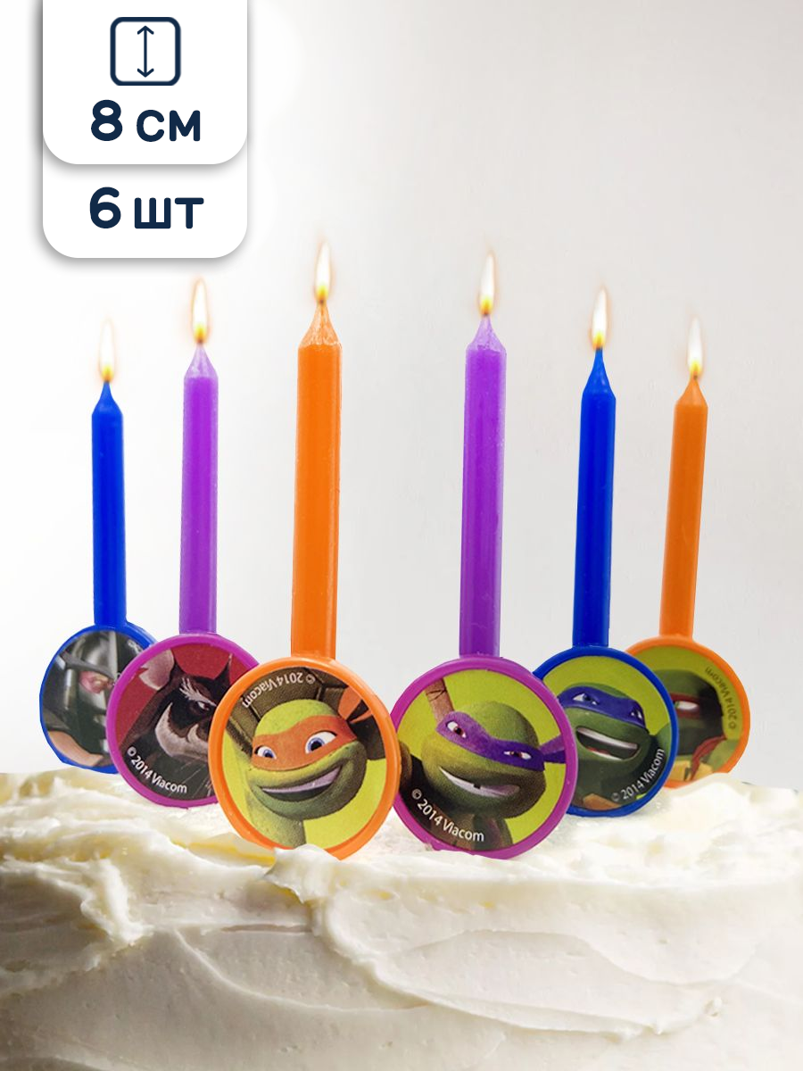 Свечи для торта Riota Черепашки Ниндзя 8 см 6 шт - фото 1