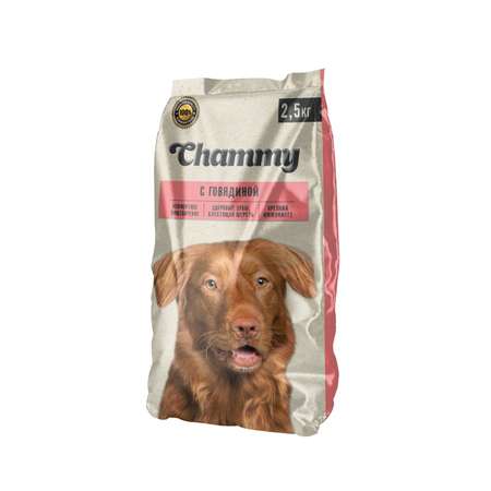 Корм для собак Chammy 2.5кг взрослых мелких и средних пород c говядиной сухой