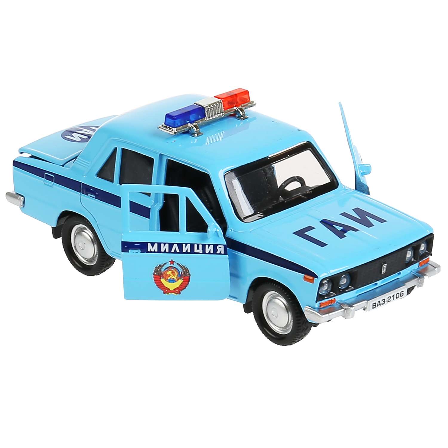 Машина Технопарк ВАЗ-2106 Жигули Полиция инерционная 300018 300018 - фото 4