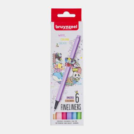 Набор капиллярных ручек BRUYNZEEL Teen Pastel толщина линии 0.4мм 6 пастельных цветов в картонной упаковке