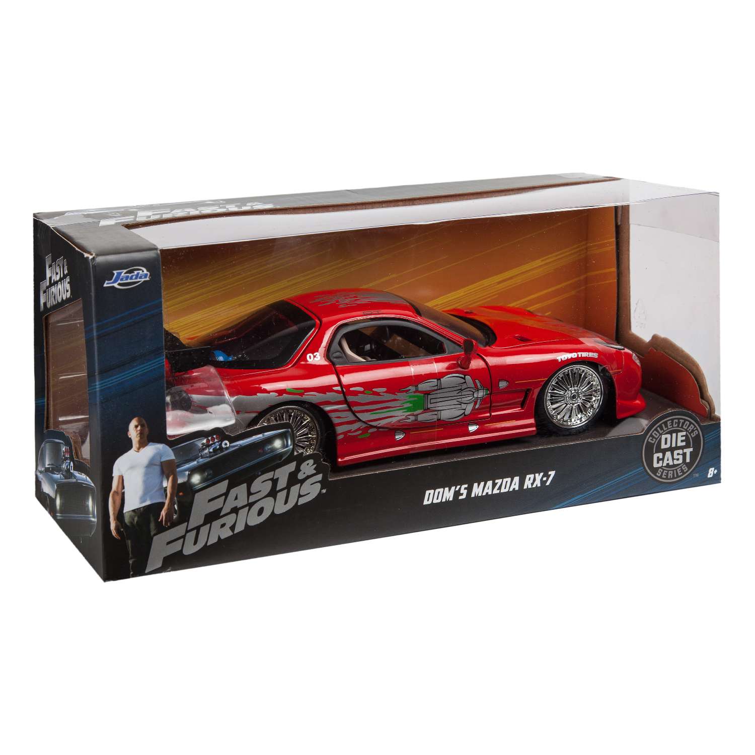 Машинка Fast and Furious Fast and Furious 1:24 1993 Mazda Rx-7 Fd3s-Wide Body Красная 98338 98338 - фото 2