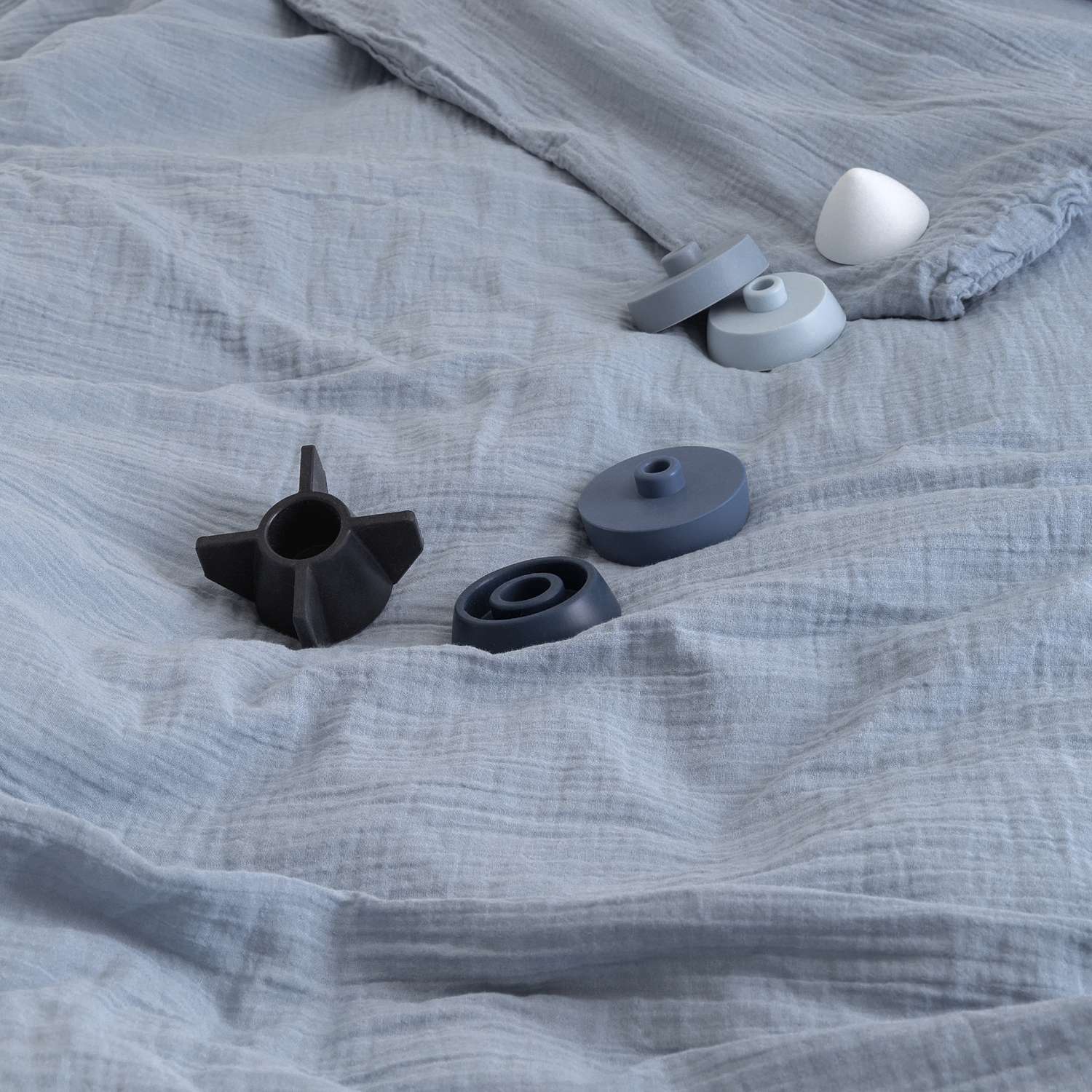 Комплект постельного белья LUKNO Муслиновое полутороспальное голубой 3 предмета - фото 16